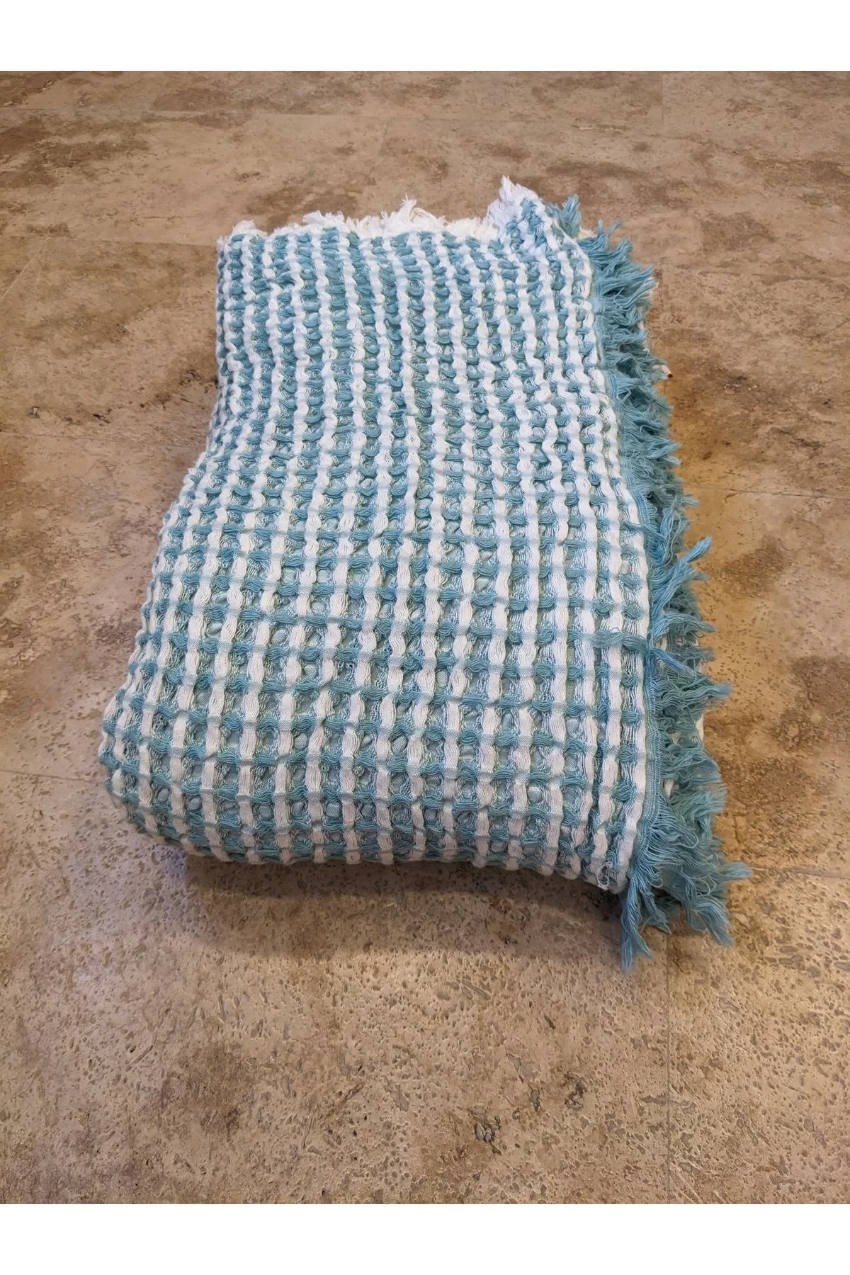 Kalın Waffle Pike Su Yeşili-beyaz