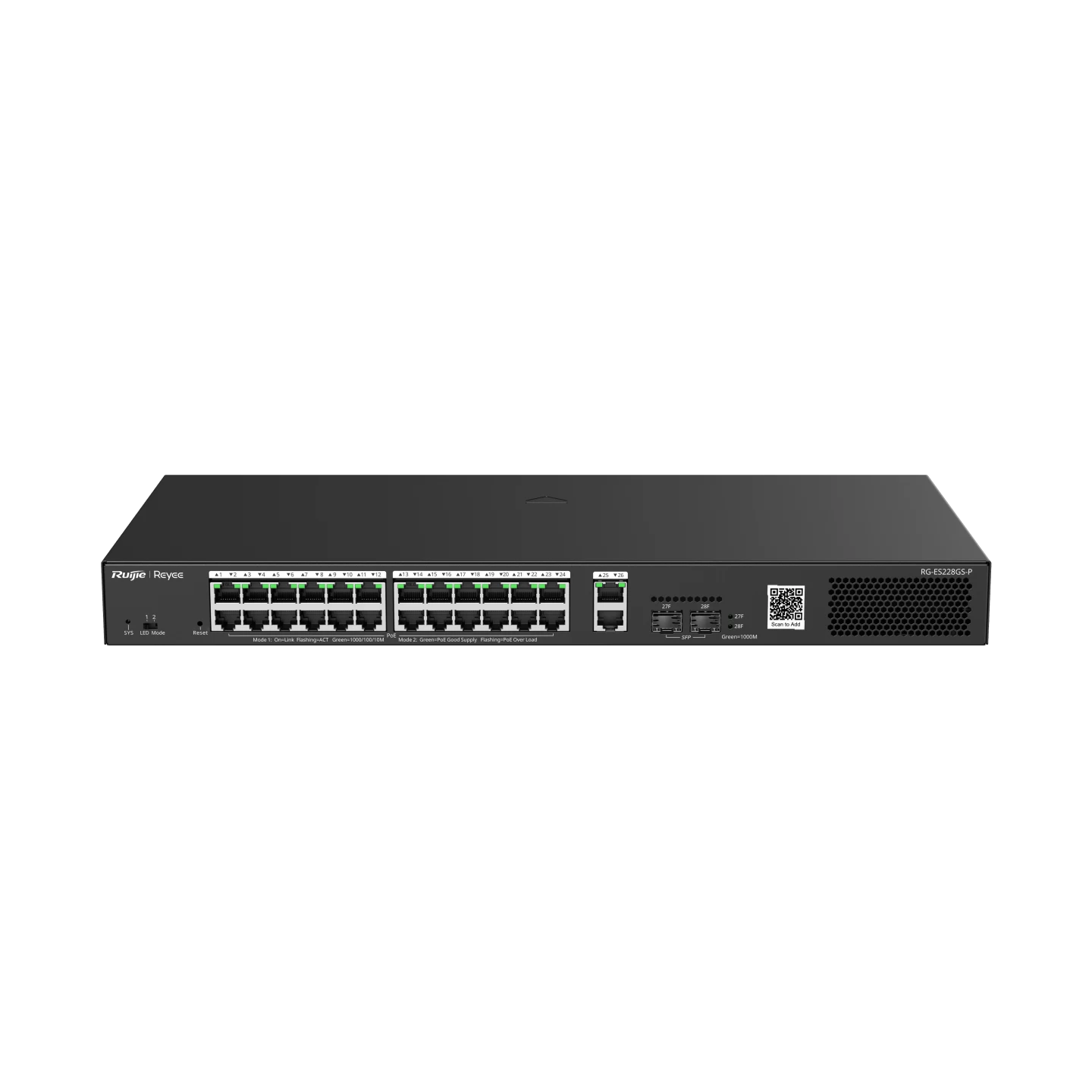 Ruİjİe-reyee Rg-es228gs-p 28 Port 24xge-2xge/sfp 370w Poe Swİtch