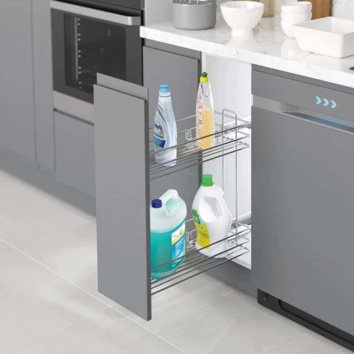 Starax S-2444-C Gizli Rayli Çift Açilim Deterjanlik  Sağ 203*475*495 Krom 22 Cm