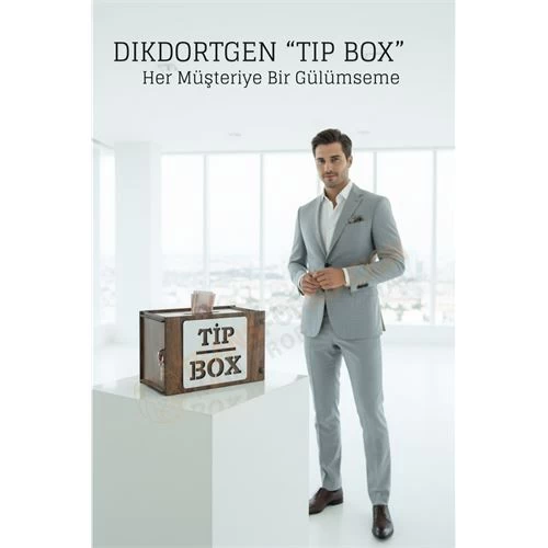 Lazer Kesim Ahşap Tip Box – Bahşiş Kutusu | 21x12x13  Cm Dekoratif Kutu 