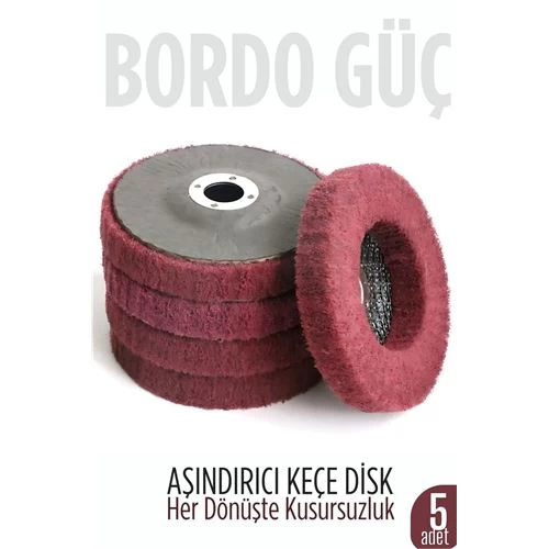 11 Cm Endüstriyel Aşındırıcı Keçe Disk – 22 Mm İç Çaplı Zımpara Fırçası 5 Adet 