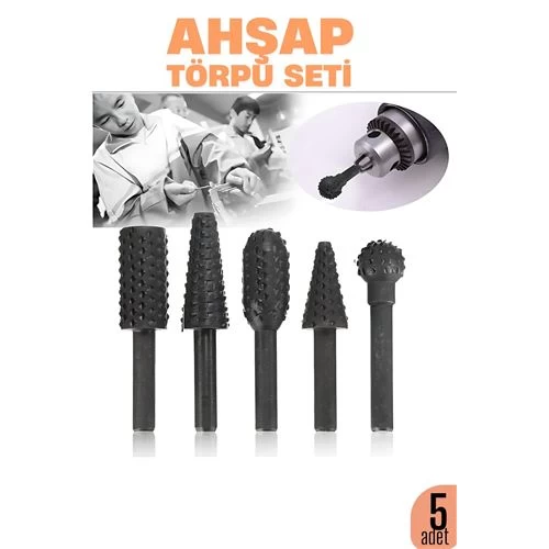 Ahşap Oyma Törpü Seti –5'li Matkap Ucuna Şekillendirme Takımı 