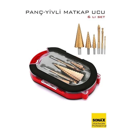 6'lı Titanyum Kaplama Kademeli Panç Matkap Ucu Seti – Metal, Ahşap Ve Plastik Için 