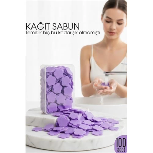 Parfümlü Elde Eriyen Kağıt Sabun - 100 Lü Paket Sihirli Sabun – Hijyenik Seyahat Kutusu 