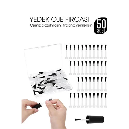 Yedek Oje Fırçası 50'li Aplikatörlü Set  - Tırnak Cila Fırçası 
