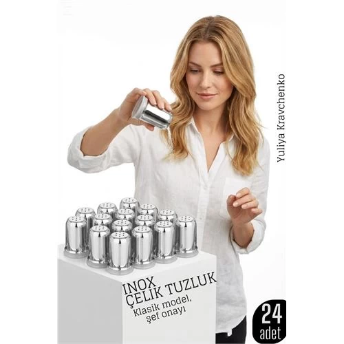 Inox Mini Tuzluk - 24 LÜ Set Paslanmaz Çelik – 6x3,5 Cm Şık Sofra Yardımcısı 