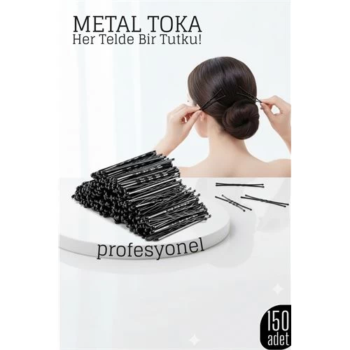 150’li Siyah Metal Tel Toka Seti – Profesyonel Saç Şekillendirme İçin 