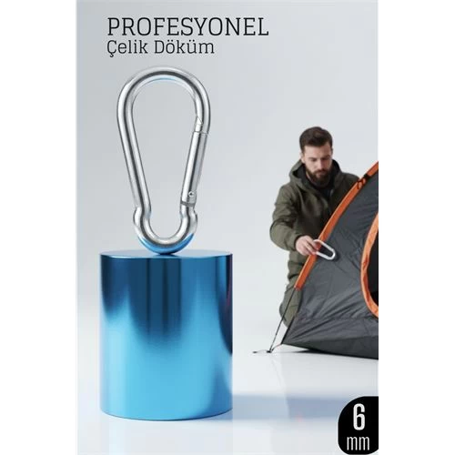 Çelik Yan Açılır Karabina - 6 Mm Kamp, Tırmanış Ve Günlük Kullanım İçin Güvenli Kilit  