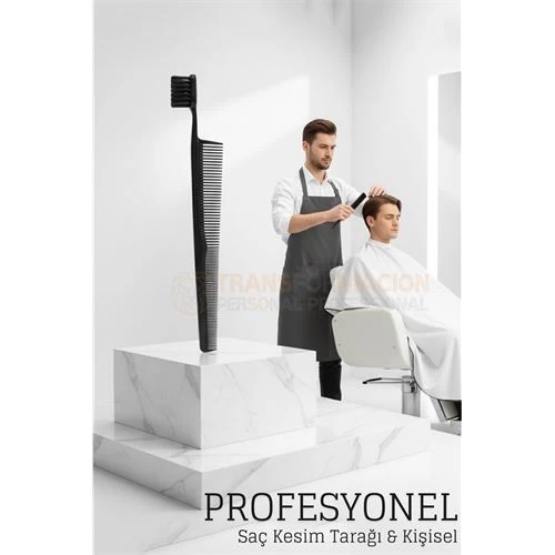 Kuaför Saç Kesim Tarağı - Profesyonel Mini Fade Fırçalı Tasarım Berber Kesim Tarağı 