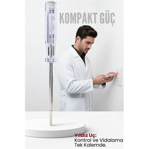 Yıldız Uçlu Elektrik Kontrol Kalemi Faz Test Cihazı Voltaj Kontrol Anahtarı 