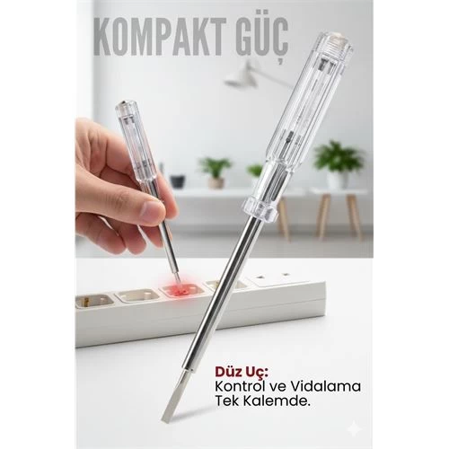 Düz Uçlu Elektrik Kontrol Kalemi Faz Test Cihazı Voltaj Kontrol Anahtarı 