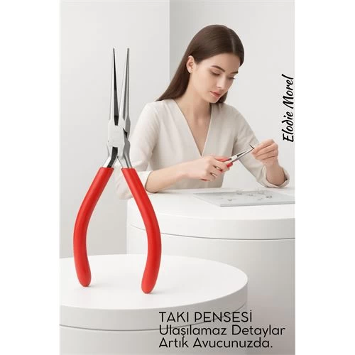 Profesyonel Uzun İnce Sivri Uçlu Kargaburun Takı Pensesi 12 Cm - Hassas Mücevherat Onarımı 