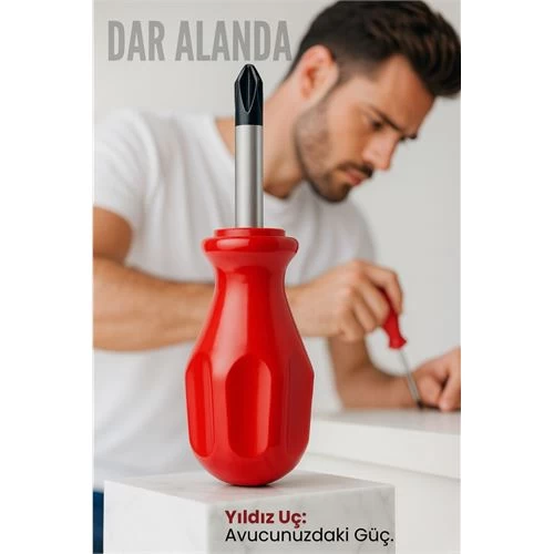 Avuç İçi Mini Topaç Tornavida Yıldız Uçlu Kısa Şaft Ufak Vidalama Anahtarı Hassas El Aleti 