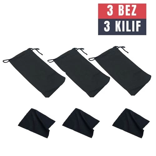 Modacar 3 Adet Gözlük Kılıfı + Bez Seti