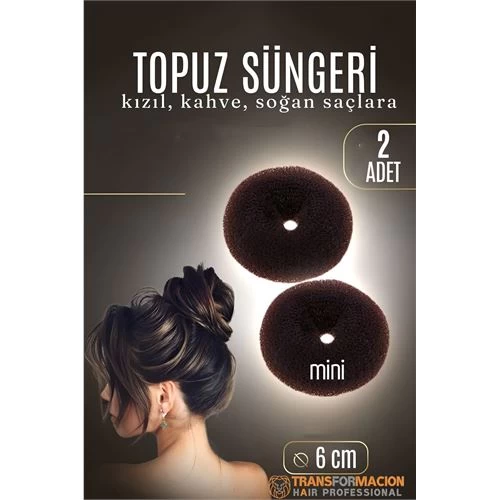 Modacar Kahve Mini Saç Topuz Süngeri  2 Adet 6 Cm Çap 2.5 Cm Kalınlık