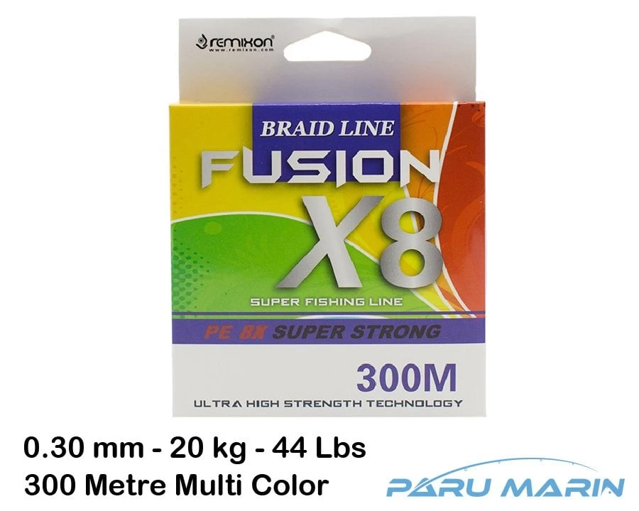 Remixon Fusion 300mt.0.30mm 20kg. X8 Multi Color Renkli İp Misina