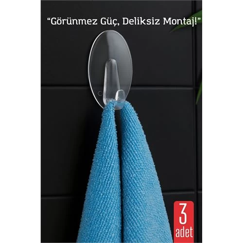 Modacar 3 Lü Şeffaf Kendinden Yapışkanlı Duvar Askısı – 5.5 X 3.2 Cm | İz Bırakmaz, Güçlü Tutuş