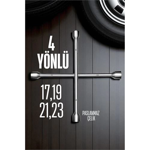 Modacar Bijon Anahtarı 4 Uçlu Çelik  Bijon Anahtarı