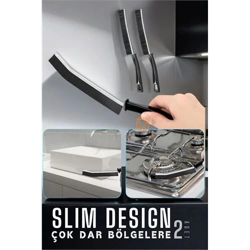 Modacar İnce Sert Kıllı Çok Dar Bölge Fırçası - Mutfak Banyo Fırçası 2 Adet