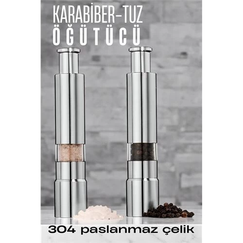 Modacar 2'li Karabiber Tuz Öğütücü Profesyonel 304 Paslanmaz Çelik Manuel Baharat Değirmeni