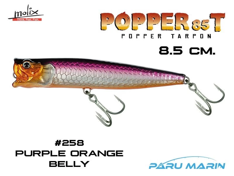Molix Popper 85t 8.5 Cm. Sahte Balık, #258 Purple Orange Belly