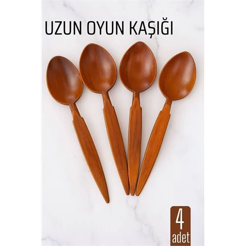 Uzun Oyun Kaşığı Halk Oyunu Kaşığı - Kına Kaşığı Uzun Saplı Zeybek Oyun Kaşığı 4 Adet 