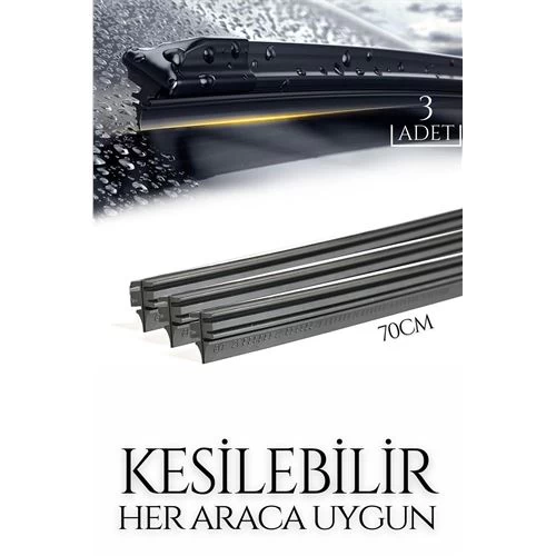 Modacar Kesilebilir 70 Cm Silecek Lastiği 3 Lü Set