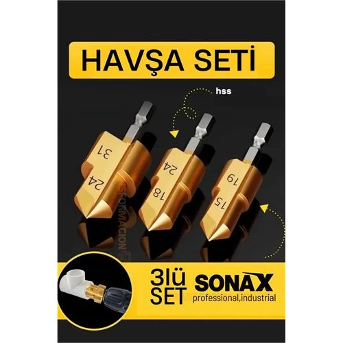 Modacar Plastik Boru Kalemtraş Kademeli Boru Açma Pvc Pprc Boru Tamir Delme Genişletme Onarımı İçin 3lü Havşa Seti