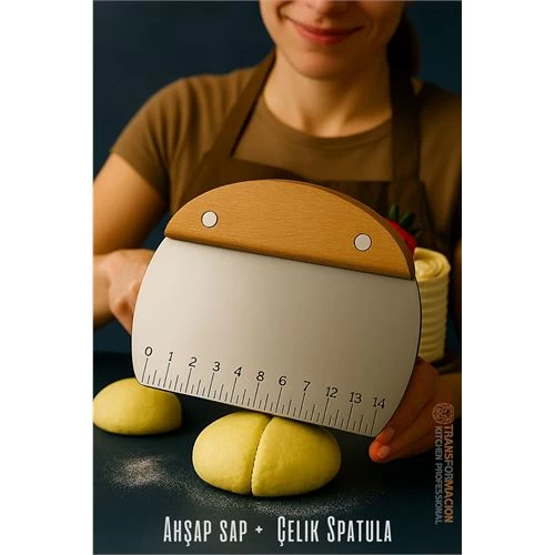 Modacar Pasta Spatulası - Profesyonel Hamur Sıyırıcı - Ölçü Cetvelli Pasta Hamur Spatulası