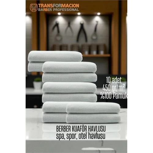 Modacar Kuaför Berber Havlusu 10 Adet Pamuk Berber Havlusu 50x90 Beyaz