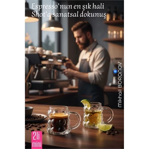 Mini Bubble Espresso & Shot Bardak Borosilikat Cam  – 2’li Set (6x5 Cm) 