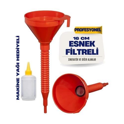 Modacar Süzgeçli Yakıt Boşaltma Hunisi 16 Cm Esnek Hortumlu Filtreli Huni – Jeneratör, Motor Ve Sıvı Aktarımı İçin 711688