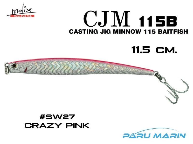 Molix Casting Jig Minnow 115  - 11.5 Cm. Sahte Balık, #sw27 Crazy Pink