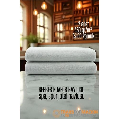 Modacar Kuaför Berber Havlusu 2 Adet Pamuk Berber Havlusu 50x90 Beyaz
