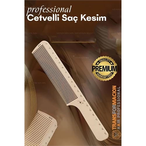 Modacar Cetvelli Saç Kesim Tarağı - Berber Kuaför Saç Kesim Tarağı Profesyonel