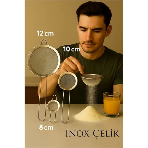 Modacar Inox Süzgeç Seti - 3 Boy Çok Amaçlı Süzgeç 304 Çelik Profesyoneller İçin