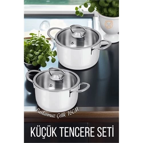 Modacar 2 Li Paslanmaz Çelik Tencere Seti 16 Cm