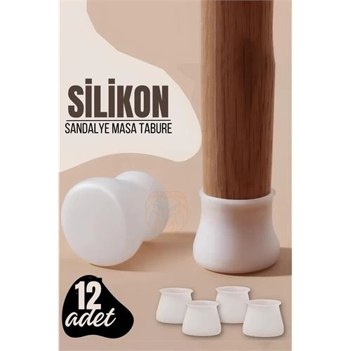 Modacar Masa Ve Sandalye Ayak Koruyucu Silikon Zemin Koruyucu Beyaz 12 Adet