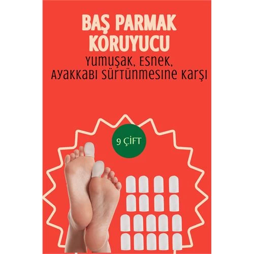 Modacar 9 Çift Silikon Parmak Koruyucu – Baş Parmak Uyumlu | Yumuşak, Esnek, Ayakkabı Sürtünmesine Karşı
