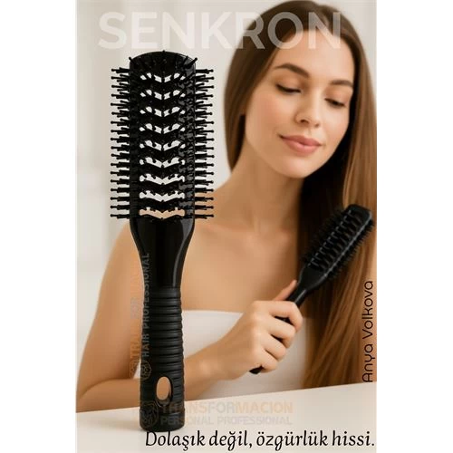 40 Ayak Nano Dolaşık Saç Açıcı 2 Yüzeyli Tarak, Karbon Plastik Gövde, Havalandırmalı Tasarım 