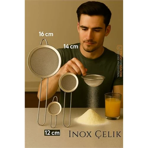 Modacar Inox Süzgeç Seti - 3 Boy Çok Amaçlı Süzgeç 304 Çelik Profesyoneller İçin