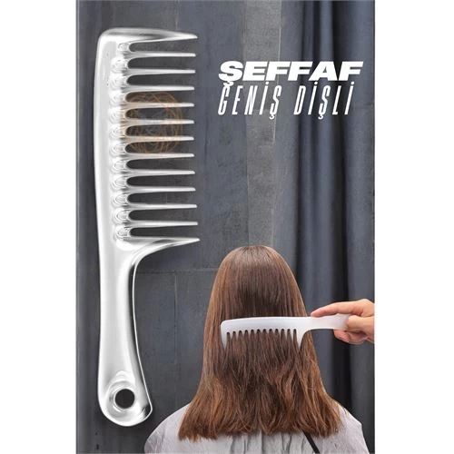 Modacar Geniş Dişli Kristal Şeffaf Masaj Etkili Saç Açma Tarağı