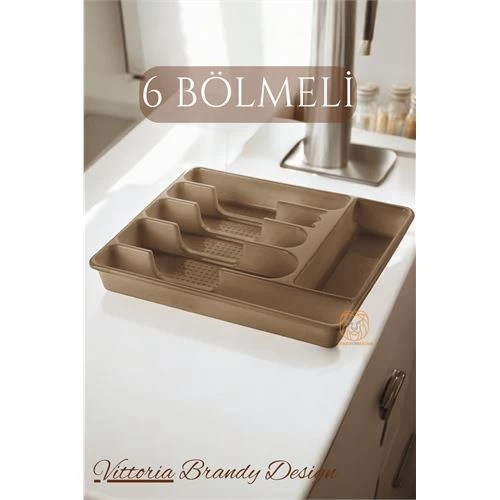 Modacar Çekmece İçi Kaşıklık Kepçelik 6 Gözlü Latte