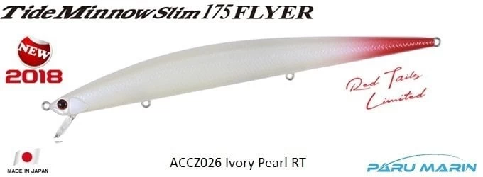 Duo Tide Minnow Slim Flyer 175 Accz026 / Ivory Pearl Red Tail