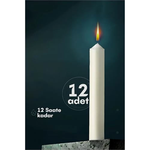 Modacar Klasik Mum 12 Adet - Kokusuz Mum