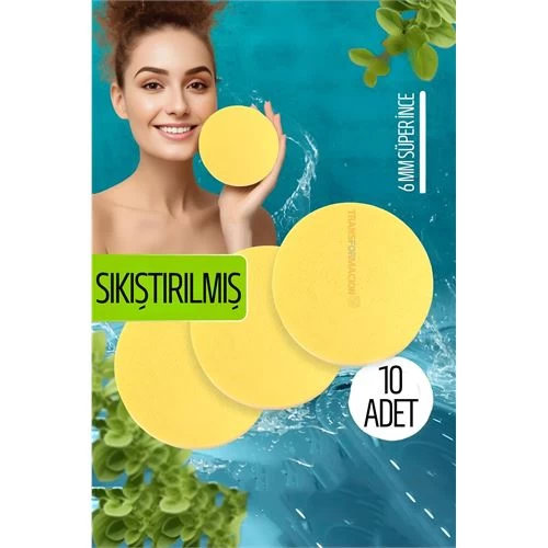 Modacar Sıkıştırılmış Makyaj Temizlik Pedi Cilt Temizlik Süngeri Doğal Selülöz 10 Adet