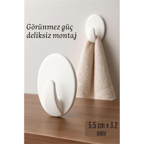 Mini Kendinden Yapışkanlı Duvar Askısı – 5.5 X 3.2 Cm | İz Bırakmaz, Güçlü Tutuş 