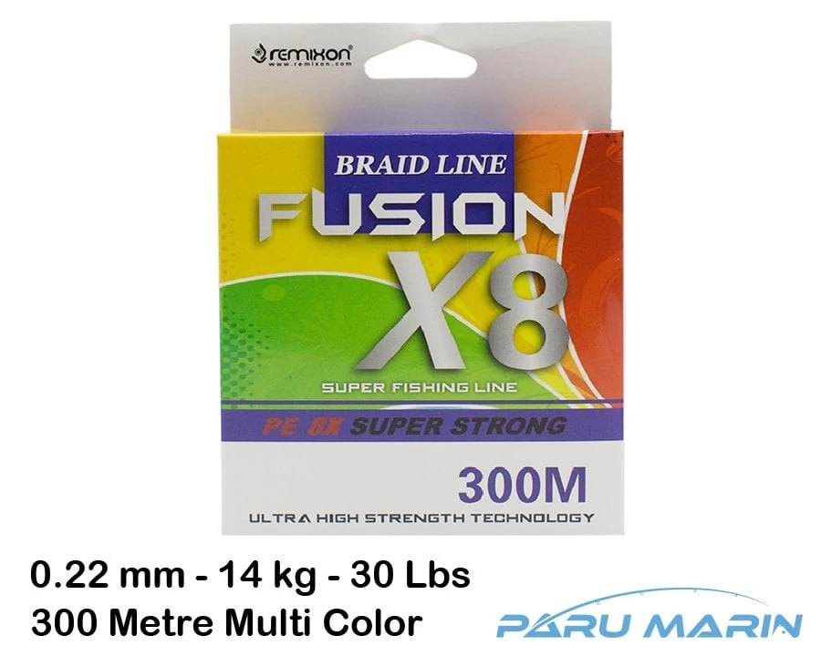 Remixon Fusion 300mt.0.22mm 14kg. X8 Multi Color Renkli İp Misina