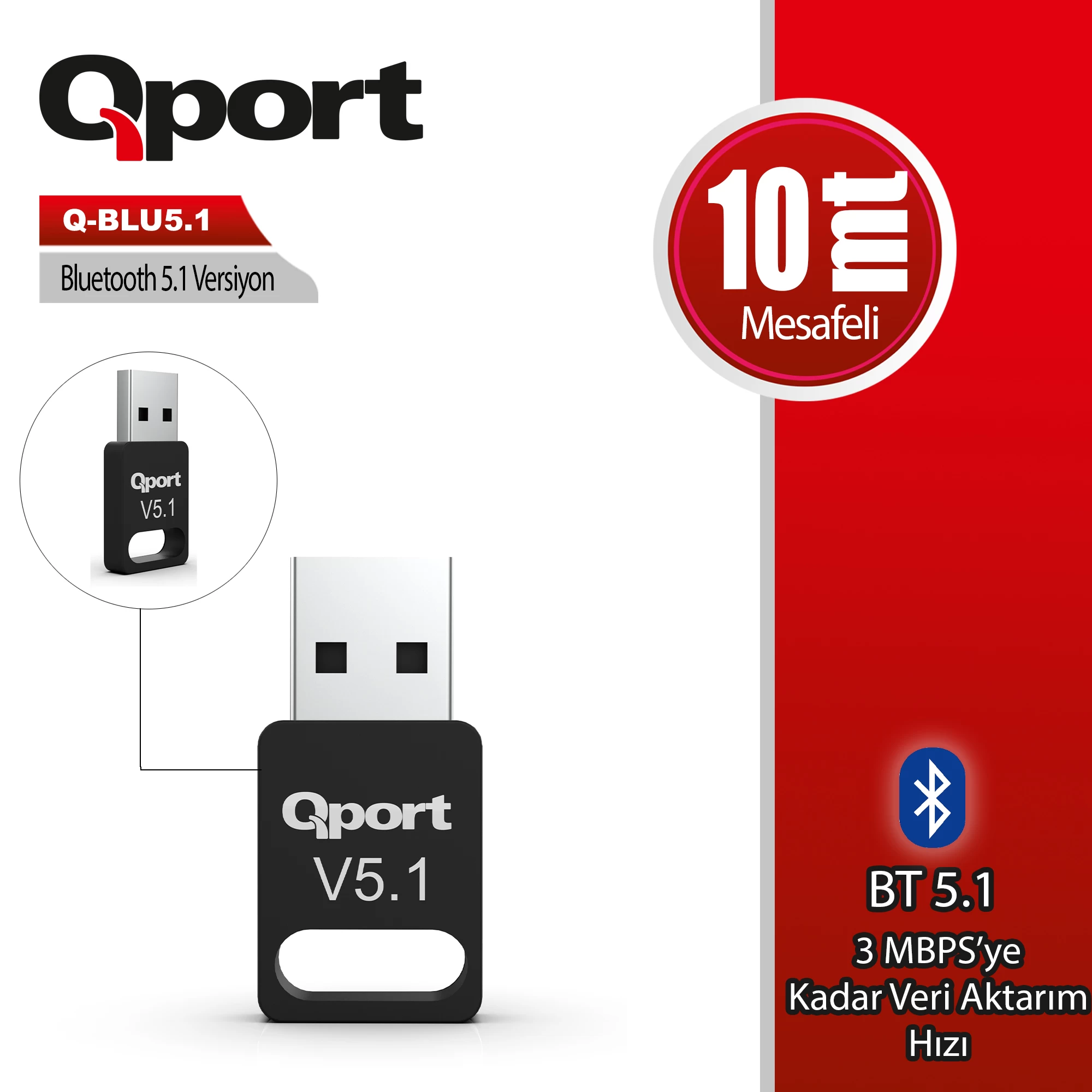 Qport Q-blu5.1 Bluetooth V5.1 Usb Adaptor