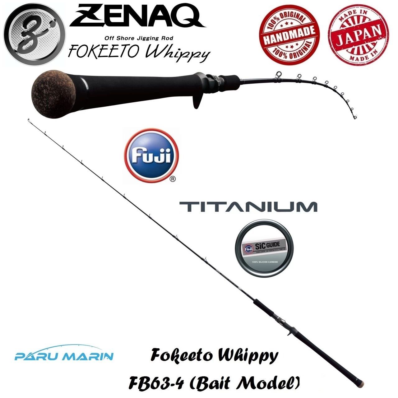 Zenaq Fokeeto Whippy Fb63-4 Jig Kamışı  190 Cm. Max. 170 G.